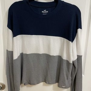 multi color block waffle long sleeve top!!
